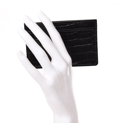 Louis Vuitton Crocodile Double Card Holder Black 2 of 7