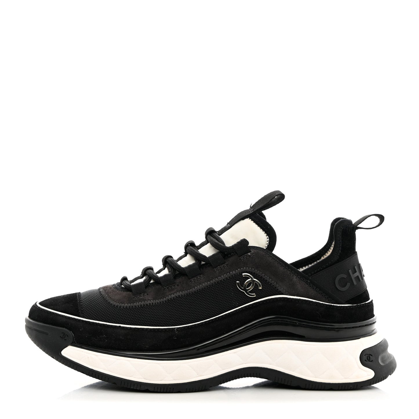 Velvet Calfskin Mixed Fibers CC Sneakers 39 Black
