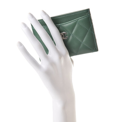 Chanel Lambskin Quilted Card Holder Green 2 of 9