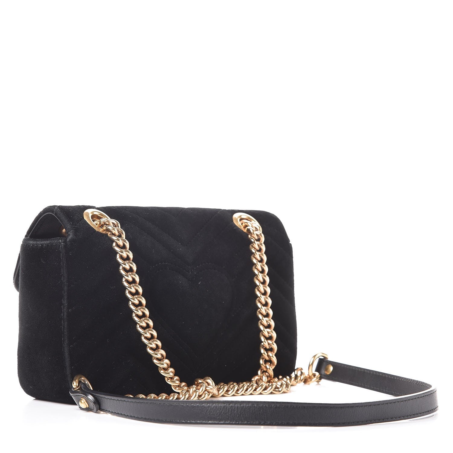 Gucci Velvet Matelasse Mini GG Marmont Shoulder Bag Black 3 of 8