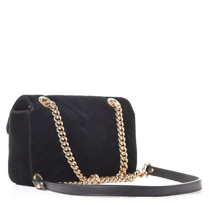 Gucci Velvet Matelasse Mini GG Marmont Shoulder Bag Black 3 of 8