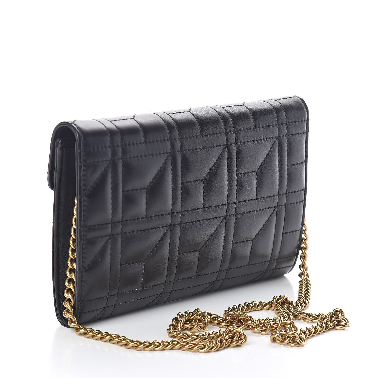 Gucci Calfskin Matelasse Mini Pearly GG Marmont Chain Wallet Black 3 of 9