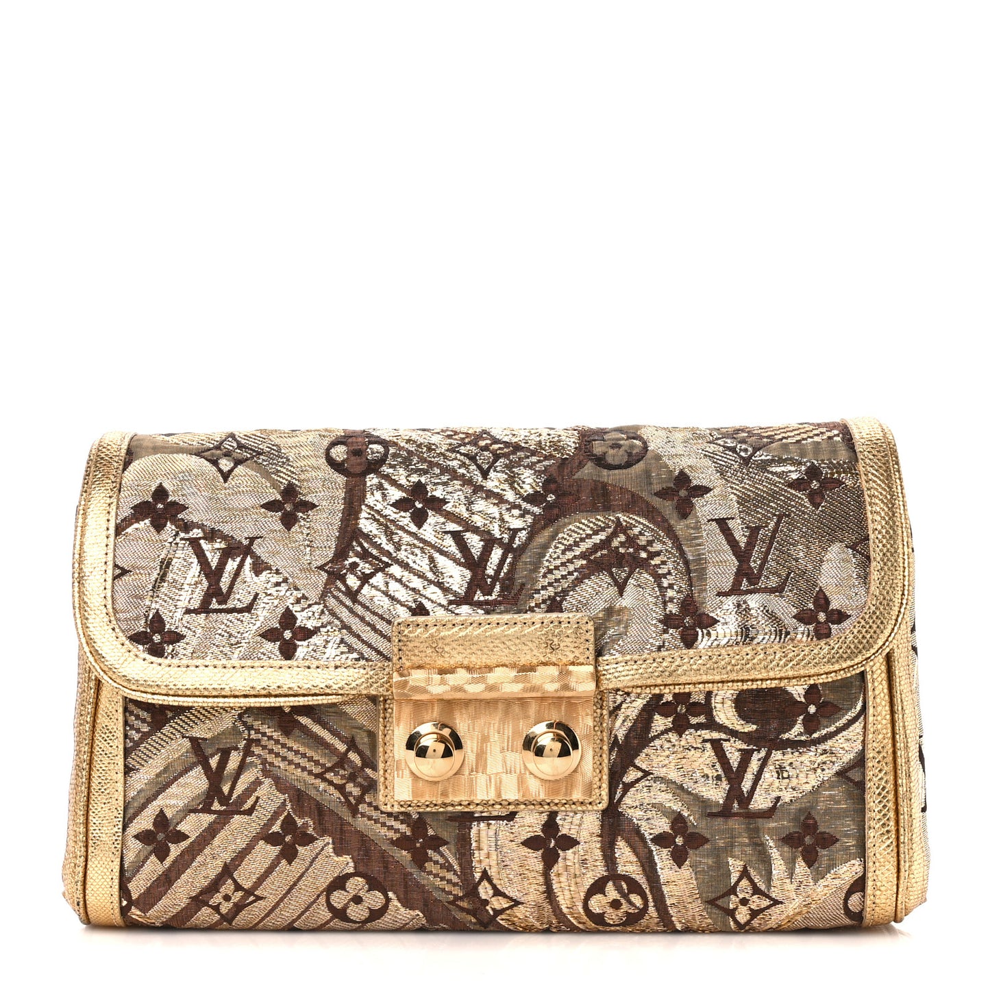 Monogram Brocade Thalie Clutch Gold