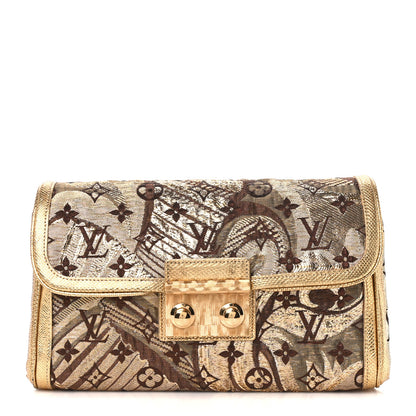 Louis Vuitton Monogram Brocade Thalie Clutch Gold 1 of 10
