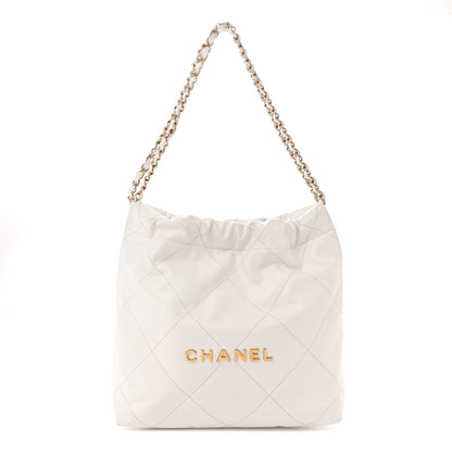 Chanel Shiny Calfskin Quilted Small Chanel 22 White 1 of 11