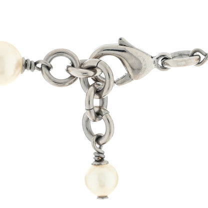 Chanel Graduated Pearl Crystal CC Long Necklace Silver 4 of 6