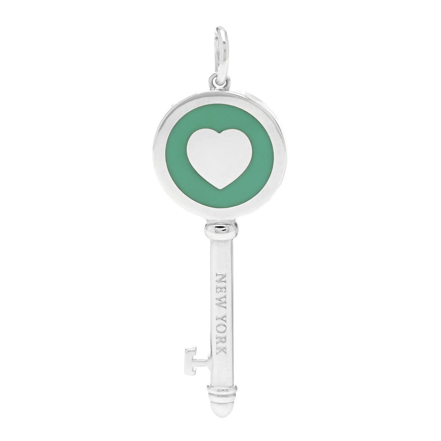 Sterling Silver Enamel Heart Key Pendant Blue