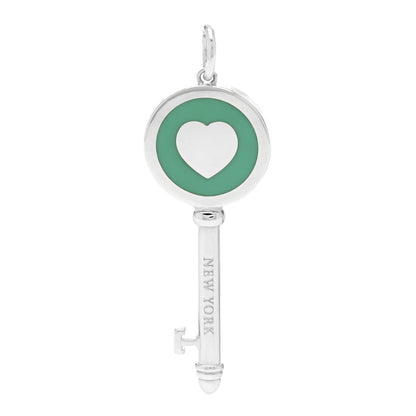 Tiffany Sterling Silver Enamel Heart Key Pendant Blue 1 of 5