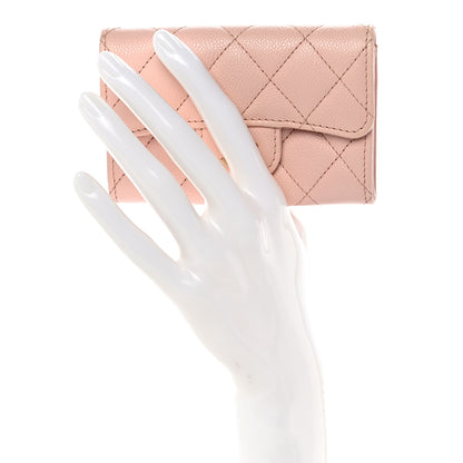 Chanel Caviar Quilted Flap Card Holder Wallet Light Pink 2 of 9