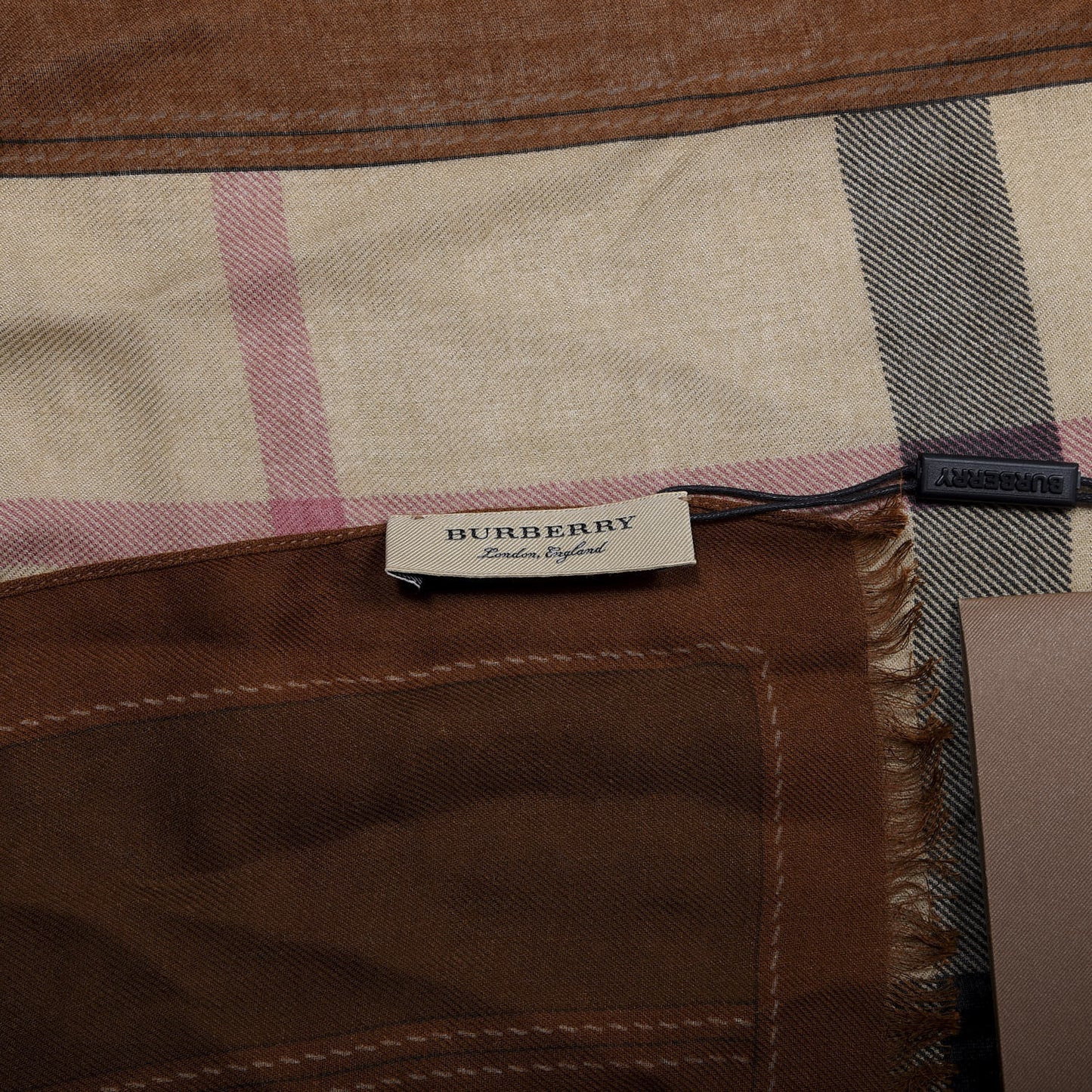Modal Cashmere Haymarket Check Scarf Bronze