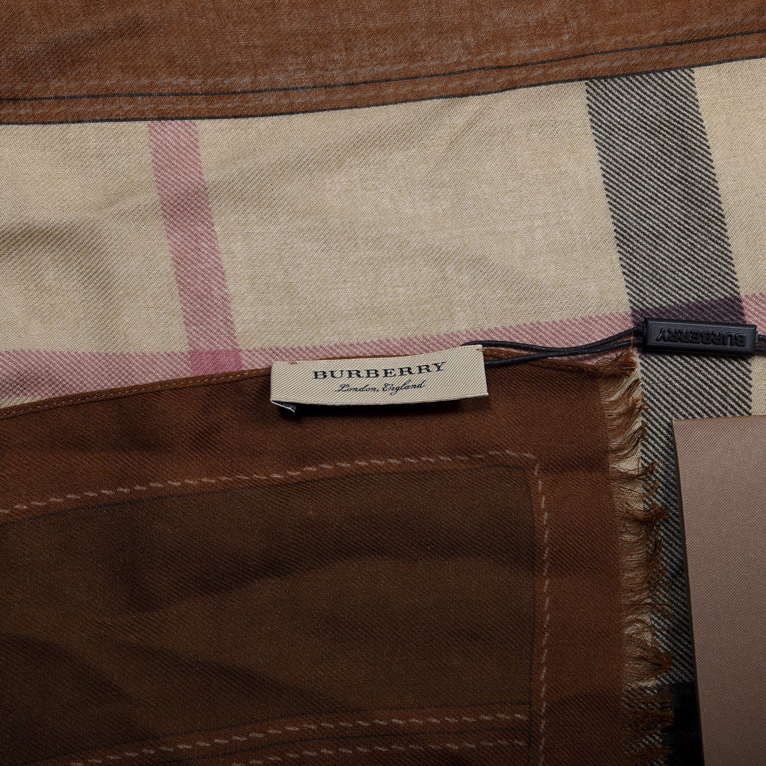 Burberry Modal Cashmere Haymarket Check Scarf Bronze 4 of 5