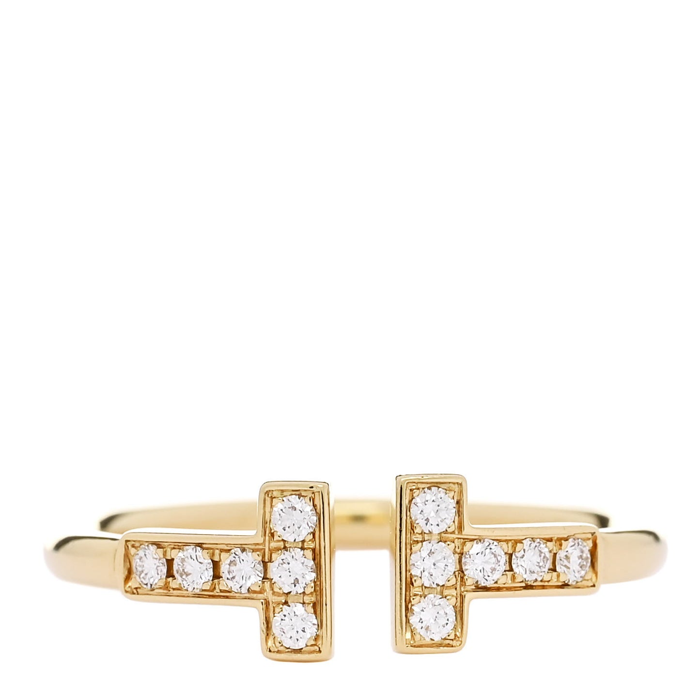 18K Yellow Gold Diamond T Wire Ring 53 6.25