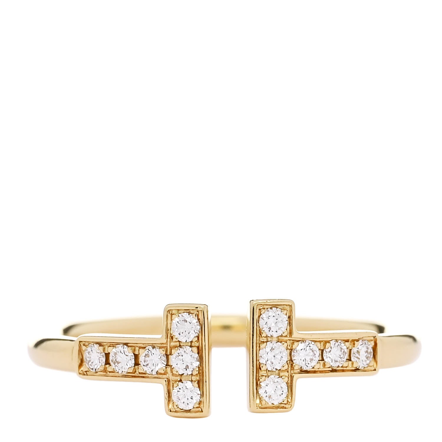 Tiffany 18K Yellow Gold Diamond T Wire Ring 53 6.25 1 of 4