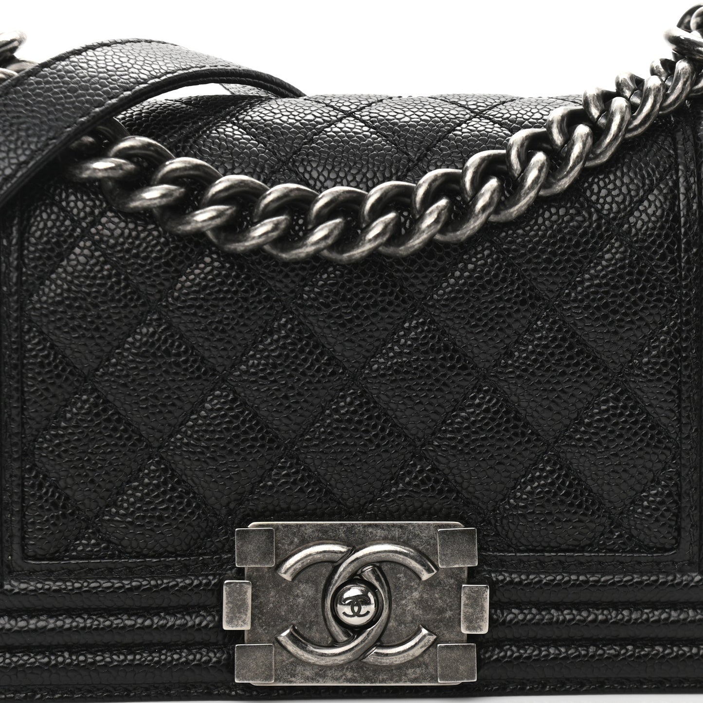 Caviar Quilted Small Boy Flap Black