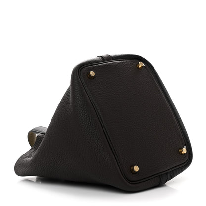 Hermes Taurillon Clemence Casaque Picotin Lock 18 PM Black Ebene Trench 4 of 11