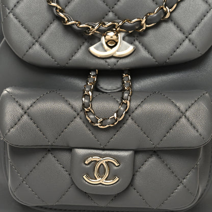 Chanel Lambskin Quilted Small Duma Drawstring Backpack Grey 8 of 11