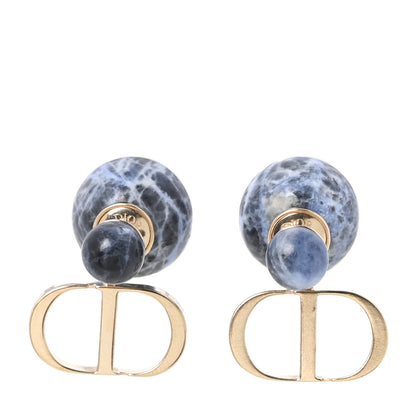 Christian Dior Marble CD Tribal Earrings Blue 1 of 4