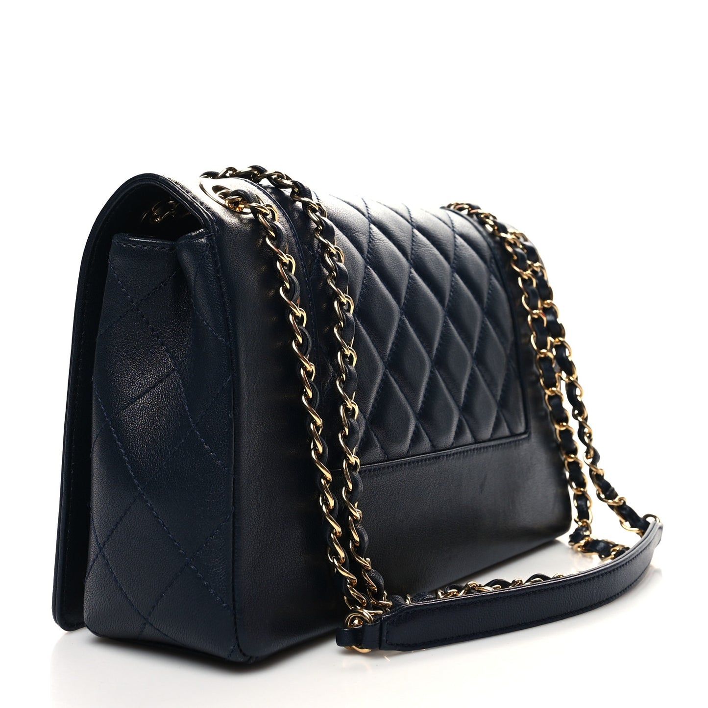 Sheepskin Quilted Vintage Mademoiselle Flap Dark Navy