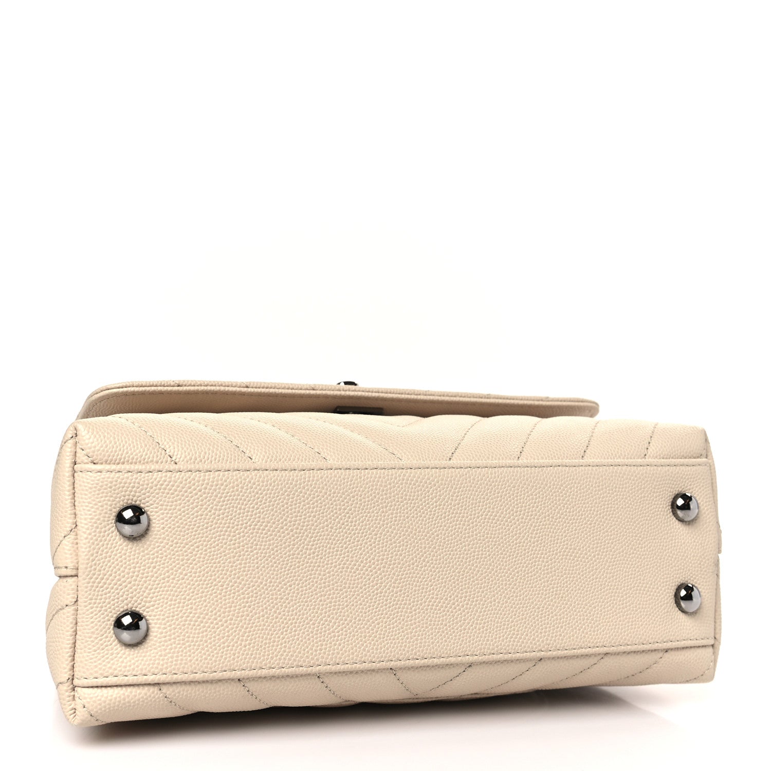 Chanel Caviar Chevron Quilted Mini Coco Handle Flap Beige 4 of 9