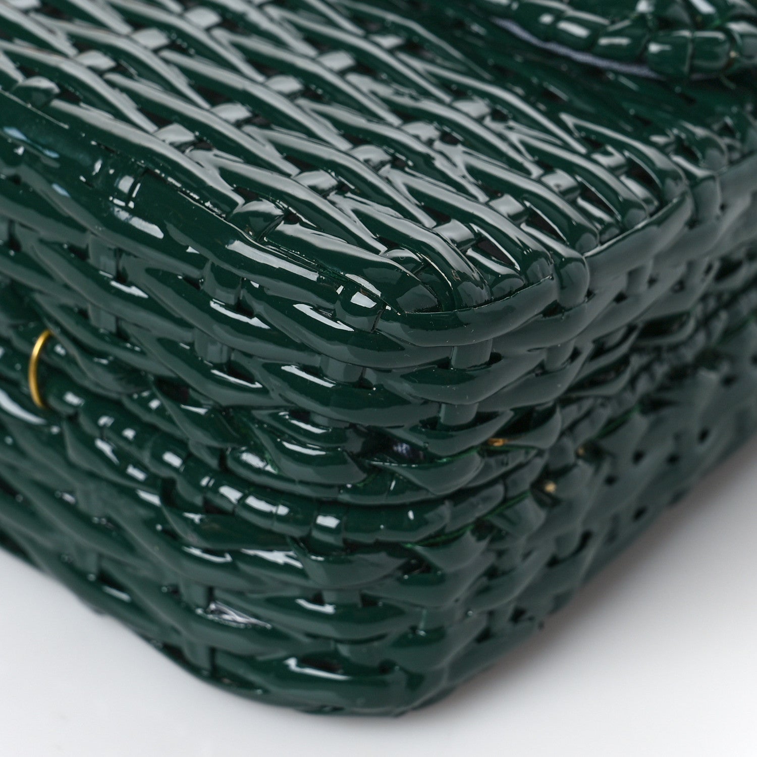 Gucci Glazed Wicker Stripe Small Cestino Shoulder Bag Green 9 of 10
