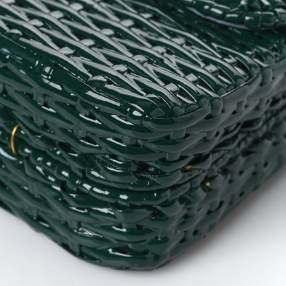 Gucci Glazed Wicker Stripe Small Cestino Shoulder Bag Green 9 of 10
