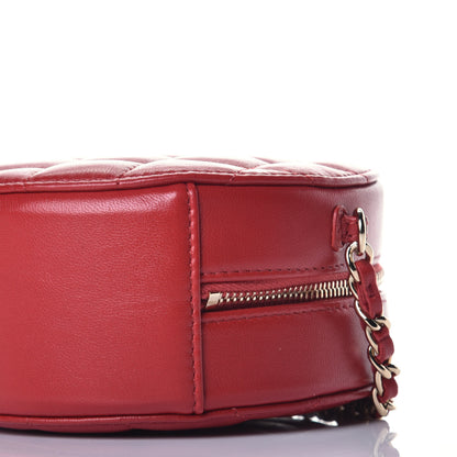 Chanel Lambskin Quilted Round Clutch With Chain Red 8 of 9