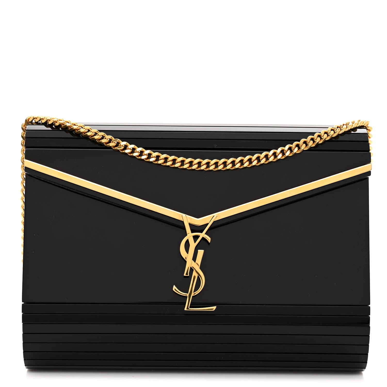 Saint Laurent Plexiglass Monogram Vicky Minaudiere Clutch Black 1 of 9