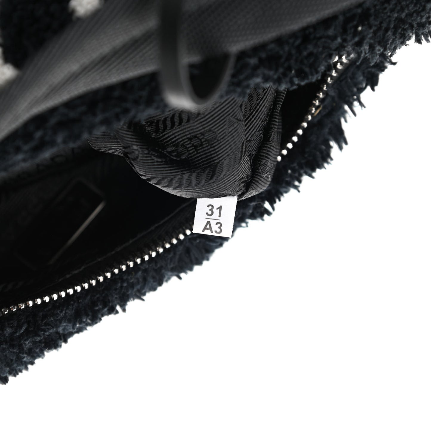 Terry Cloth Mini Re-Edition 2000 Bag Black White