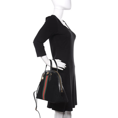 Gucci Suede Patent GG Web Medium Ophidia Top Handle Dome Bag Black 3 of 9
