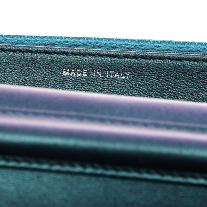 Chanel Metallic Lambskin Wallet On Chain WOC Turquoise 7 of 9