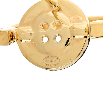 Chanel Metal Paris Button Hoop Earrings Gold 4 of 5