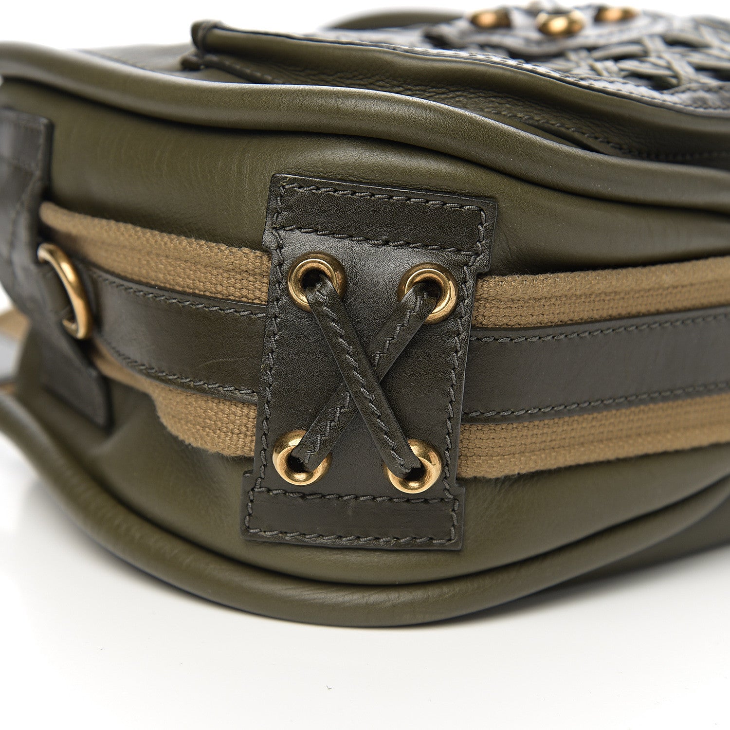 Christian Dior Calfskin Woven Satchel Dark Green 10 of 11