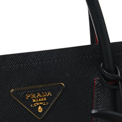 Prada Saffiano Cuir Small Double Bag Black Fuoco 13 of 14