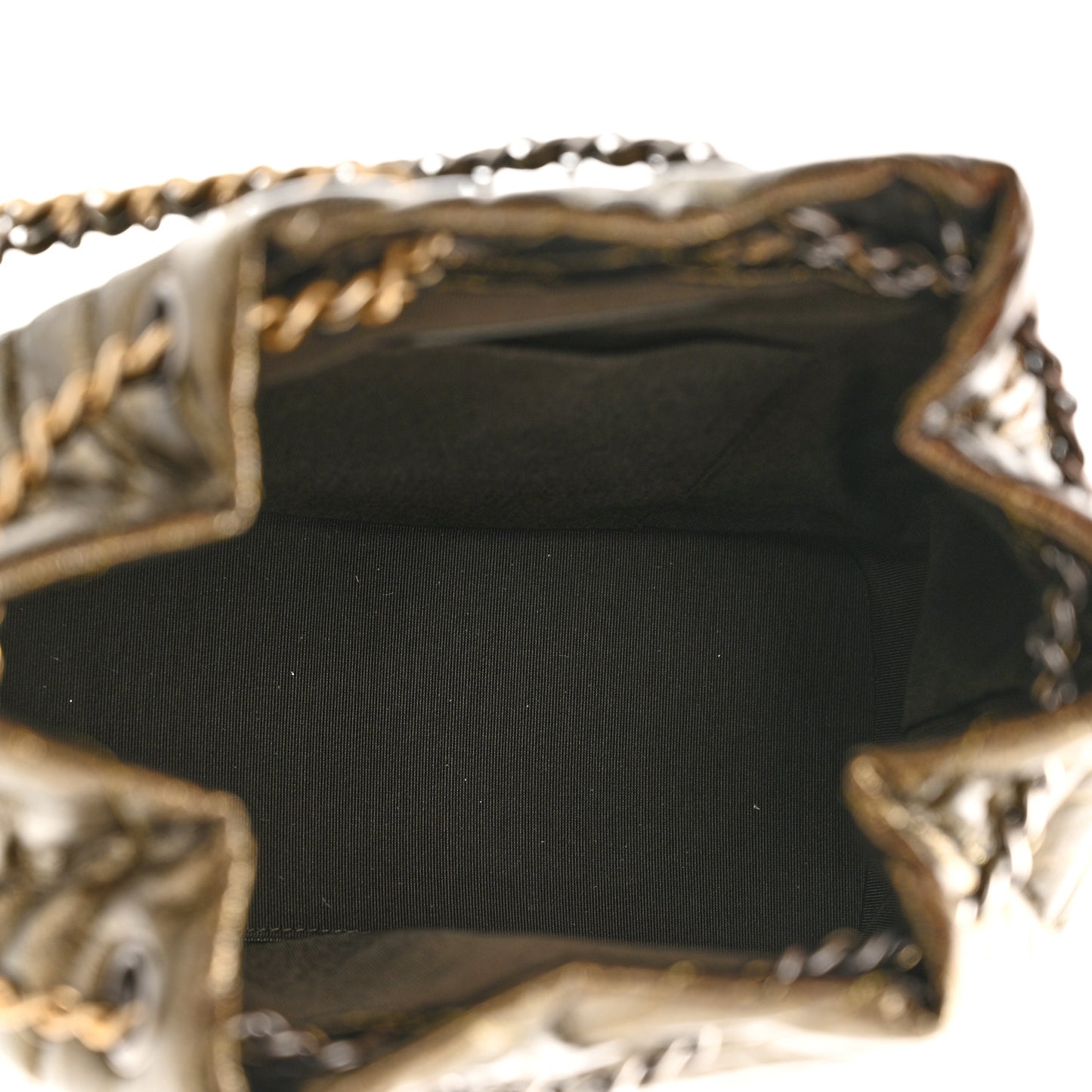 Metallic Aged Calfskin Chevron Quilted Small Gabrielle Backpack Gold