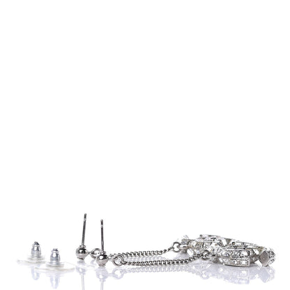 Chanel Baguette Crystal CC Drop Earrings Silver 3 of 6