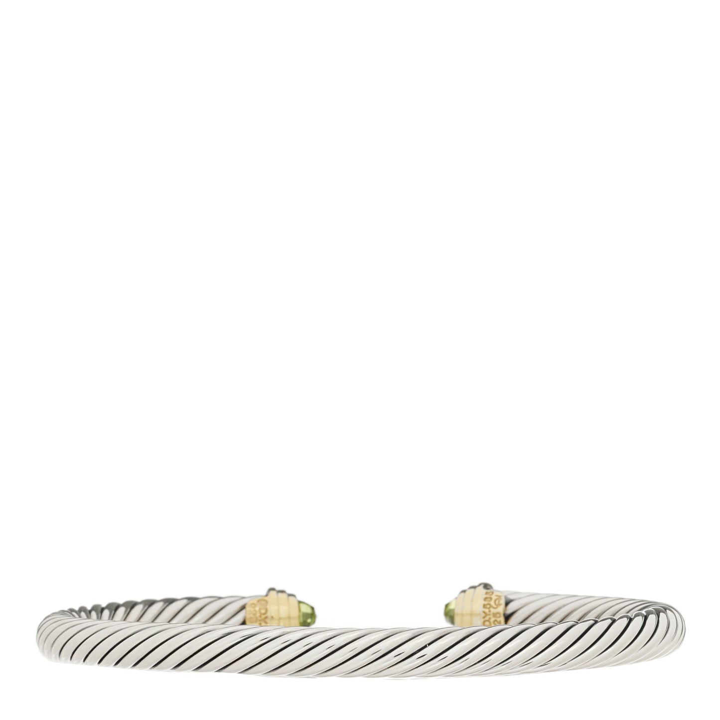 Sterling Silver 14K Yellow Gold Peridot 5mm Cable Classics Petite Color Bracelet