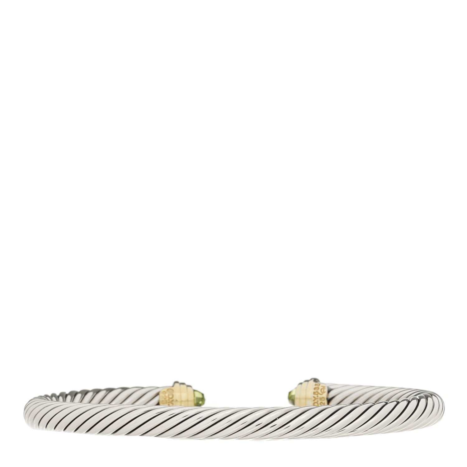 David Yurman Sterling Silver 14K Yellow Gold Peridot 5mm Cable Classics Petite Color Bracelet 2 of 3