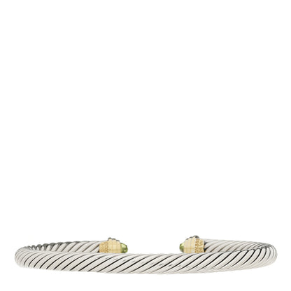 David Yurman Sterling Silver 14K Yellow Gold Peridot 5mm Cable Classics Petite Color Bracelet 2 of 3