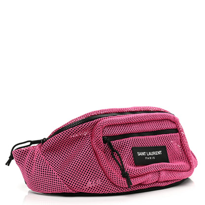 Saint Laurent Nylon Mesh SLP Belt Bag Fuchsia 3 of 8