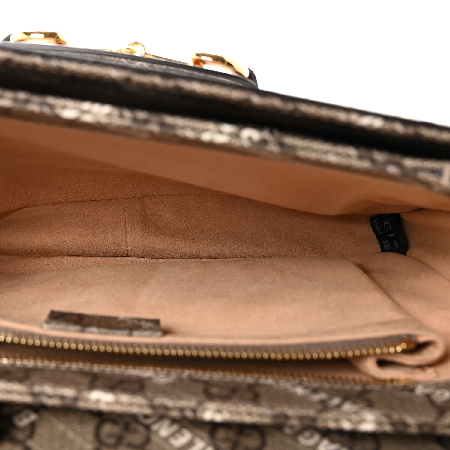 Gucci X BALENCIAGA GG Supreme Monogram Logo Print Horsebit 1955 Shoulder Bag Beige Ebony 5 of 10