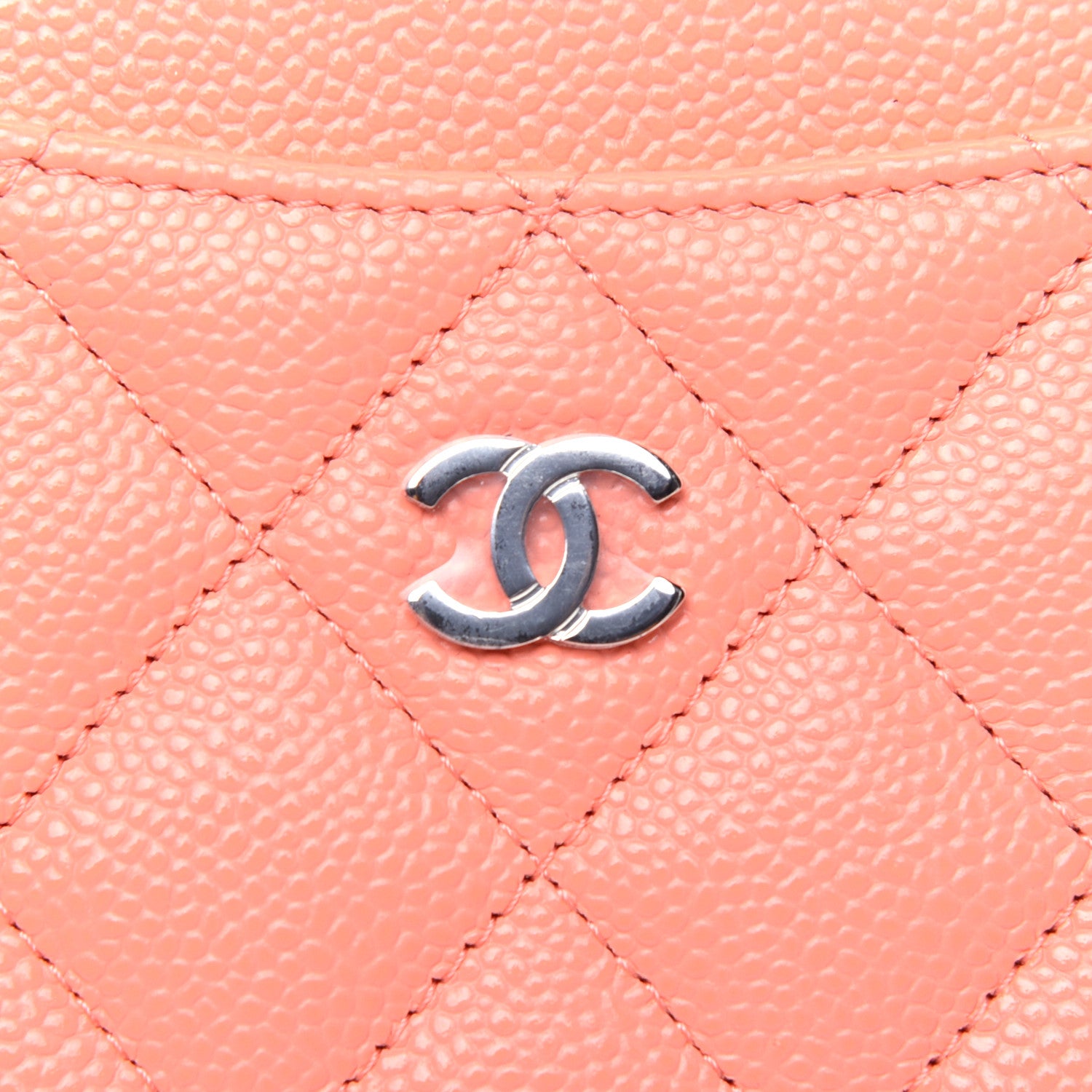 Chanel Caviar Quilted Card Holder Coral 11 of 12