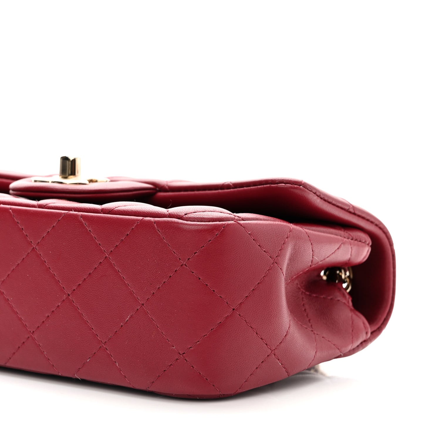 Lambskin Quilted Mini Rectangular Flap Burgundy