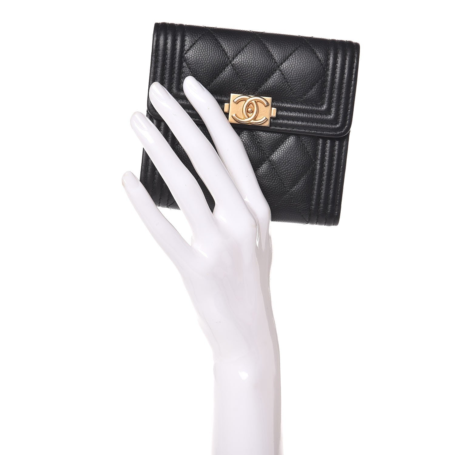 Chanel Caviar Quilted Compact Boy Wallet Black 2 of 9