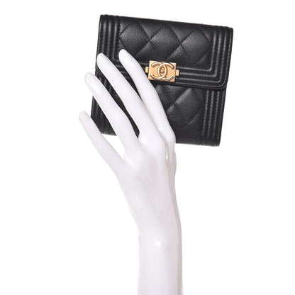 Chanel Caviar Quilted Compact Boy Wallet Black 2 of 9