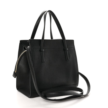Salvatore Ferragamo Grained Calfskin Double Handle Small Amy Tote Black 3 of 9