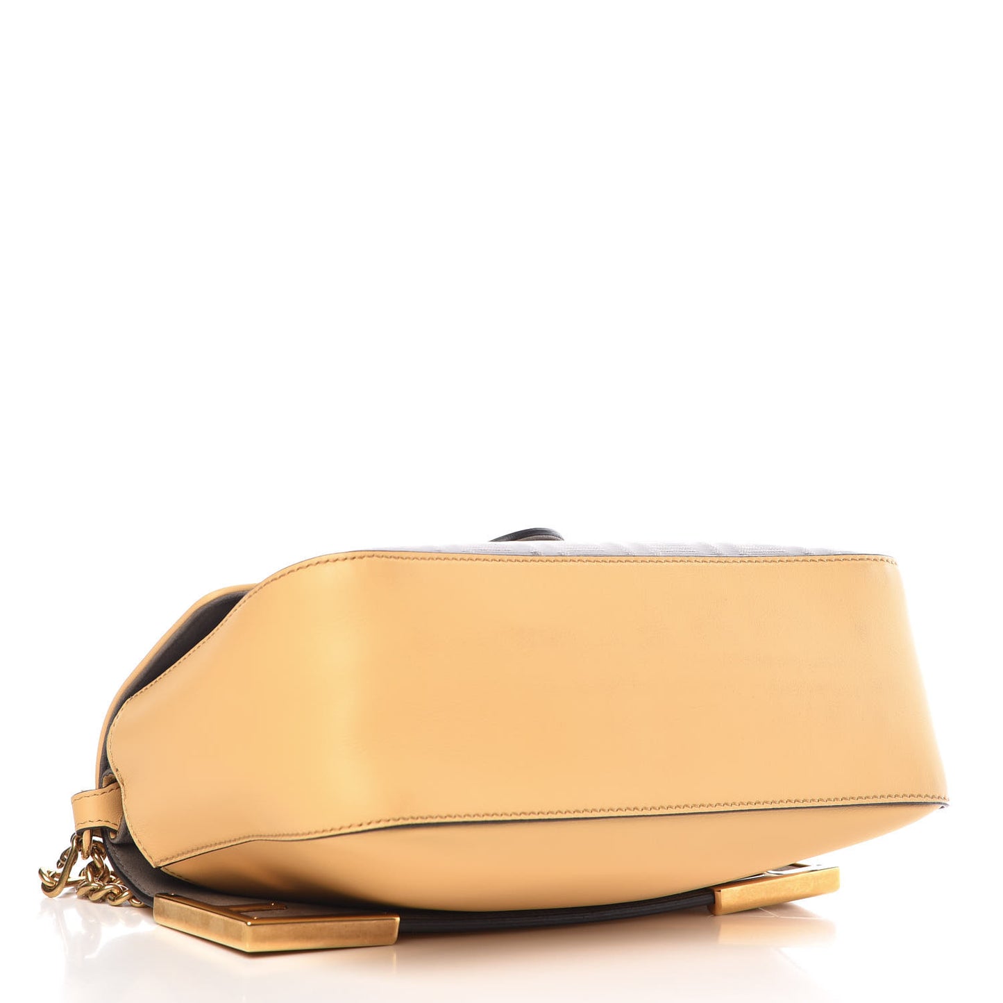 Vitello Grace Glazed Fabric FF 1974 Double F Shoulder Bag Alchemy Mogano Panna