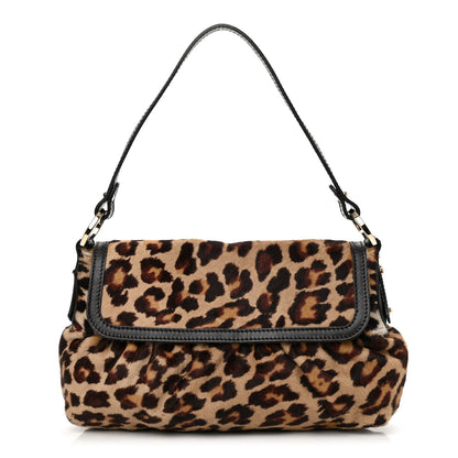 Fendi Calf Hair Leopard Small Chef Shoulder Bag Tobacco 1 of 9