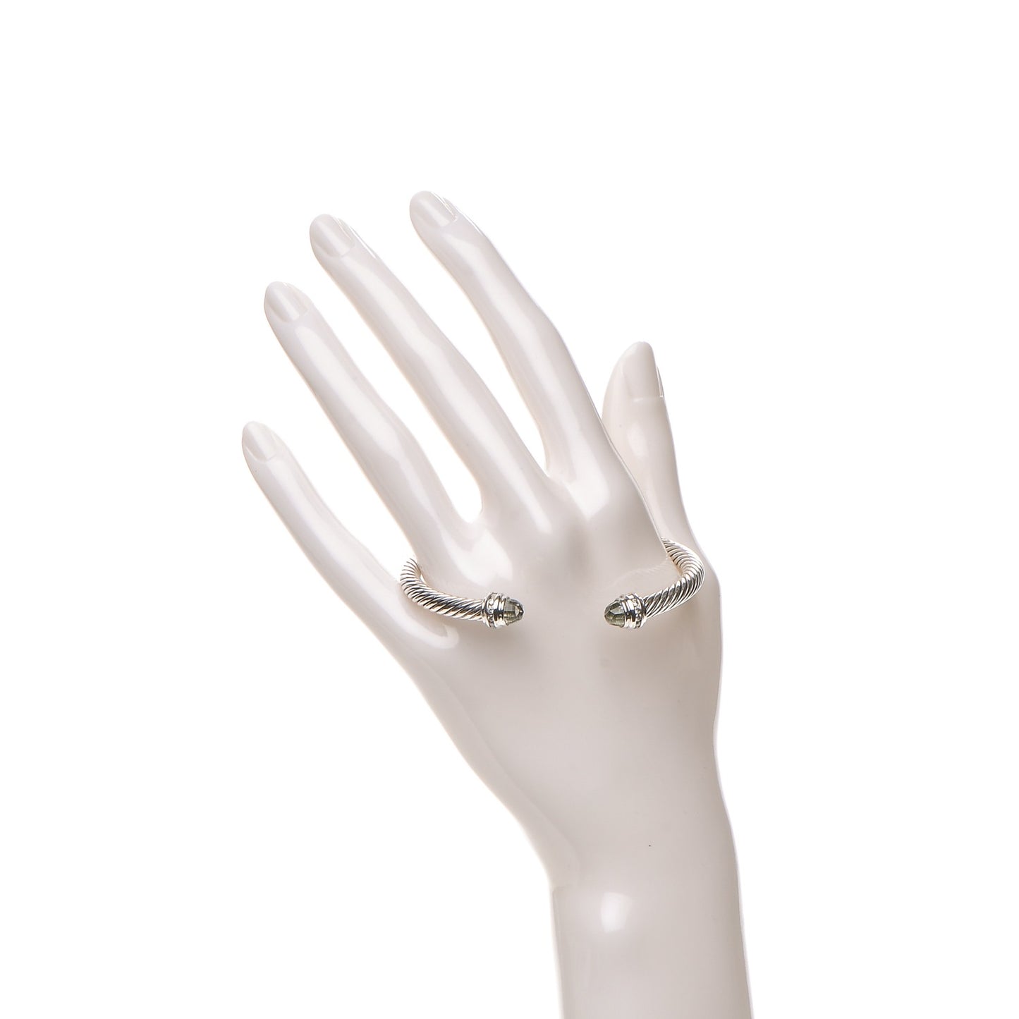 Sterling Silver Diamond Prasiolite 5mm Cable Classics Bracelet