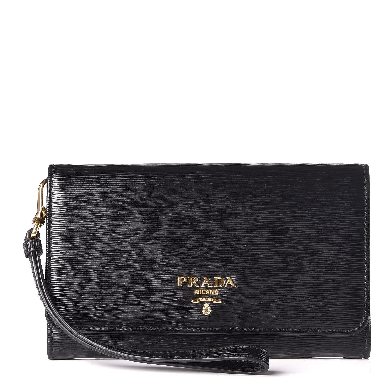 Prada Vitello Move Continental Wristlet Wallet Black 1 of 9