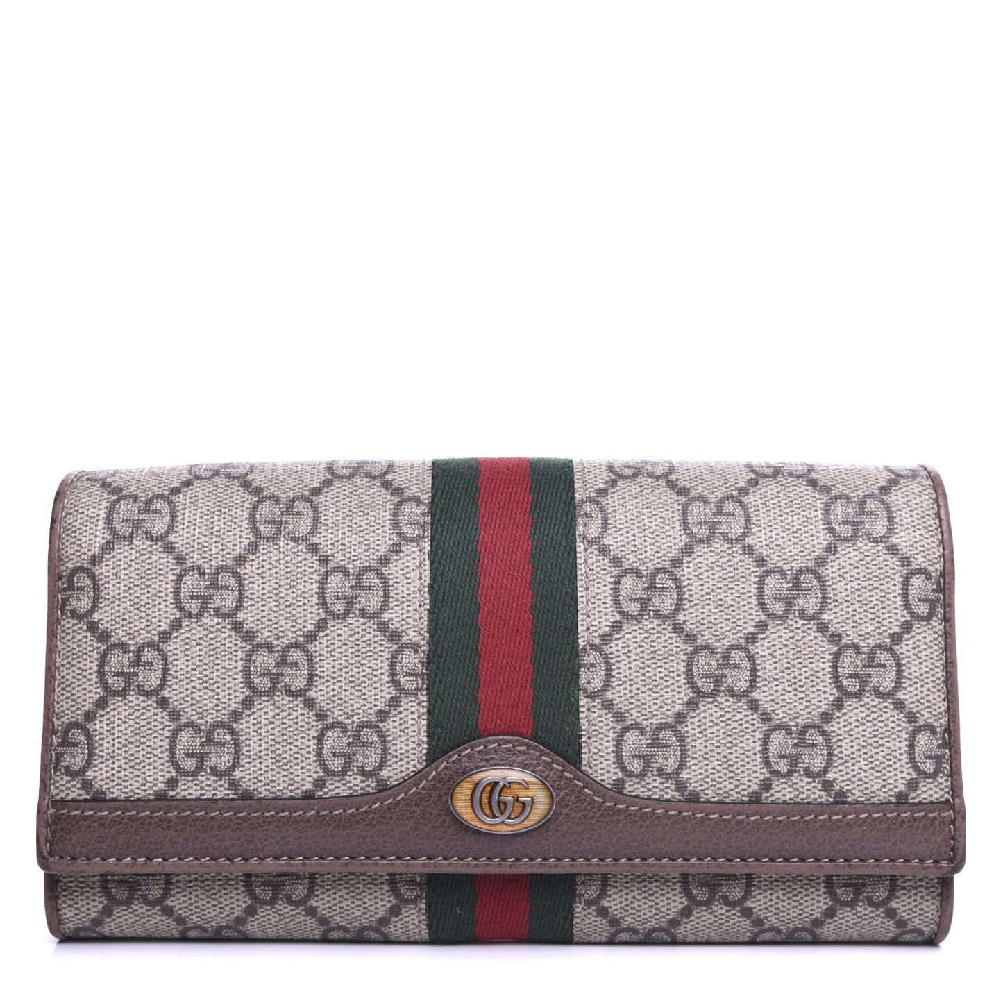 GG Supreme Monogram Web Ophidia Wallet On Chain Brown
